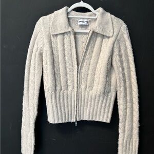 Princess Polly Cream Zip-Up Sweater